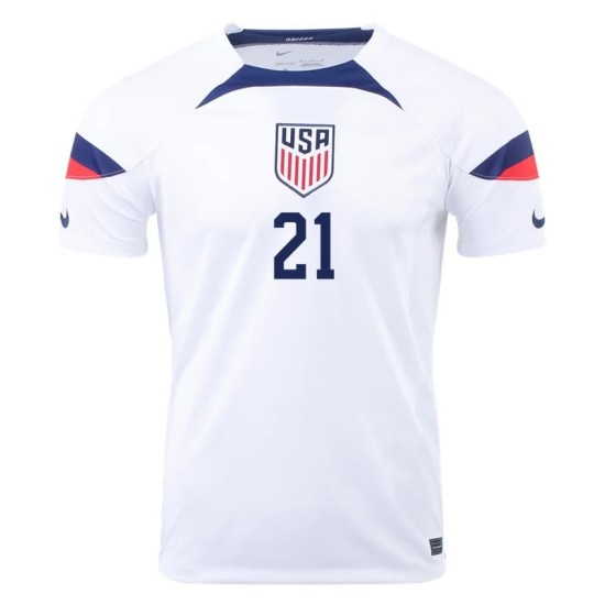 Timothy Weah #21 USMNT Maglia Casa Coppa del Mondo 2022