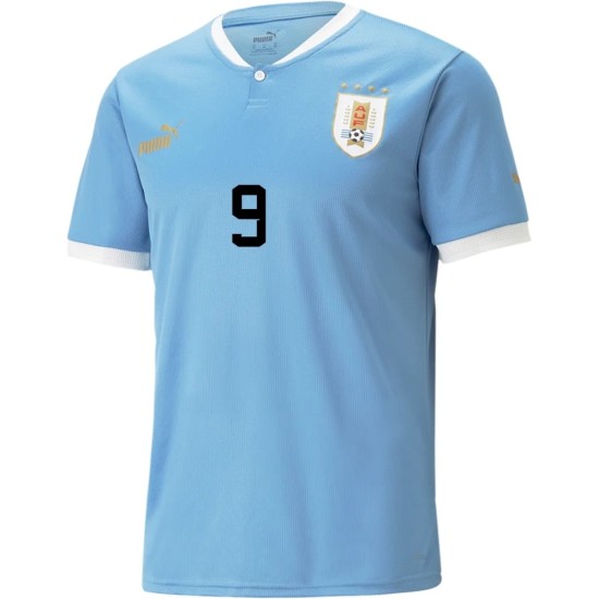 Luis Suarez #9 Uruguay Maglia Casa Coppa del Mondo 2022