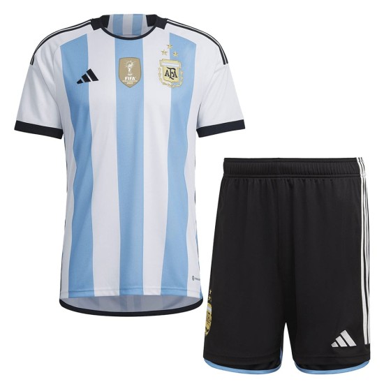 Bambini Argentina Maglia Casa+Pantaloncini Coppa del Mondo 2022