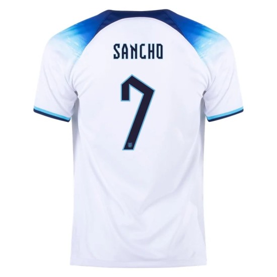 Maglia Casa Jadon Sancho #7 Inghilterra Coppa del Mondo 2022