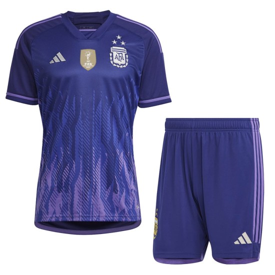 Bambini Argentina Maglia Trasferta+Pantaloncini Coppa del Mondo 2022