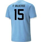 Federico Valverde #15 Uruguay Maglia Casa Coppa del Mondo 2022