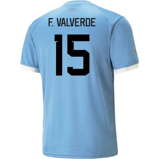 Federico Valverde #15 Uruguay Maglia Casa Coppa del Mondo 2022