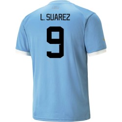 Luis Suarez #9 Uruguay Maglia Casa Coppa del Mondo 2022
