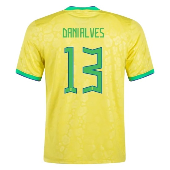 Dani Alves #13 Brasile Maglia Casa Coppa del Mondo 2022