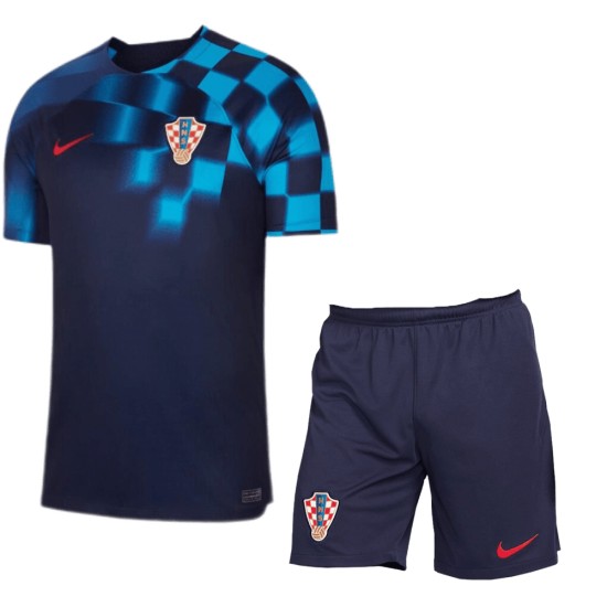 Maglia+Pantaloncini Trasferta Bambini Croazia Coppa del Mondo 2022 Maglia+Pantaloncini Trasferta Bambini Croazia Coppa del Mondo 2022