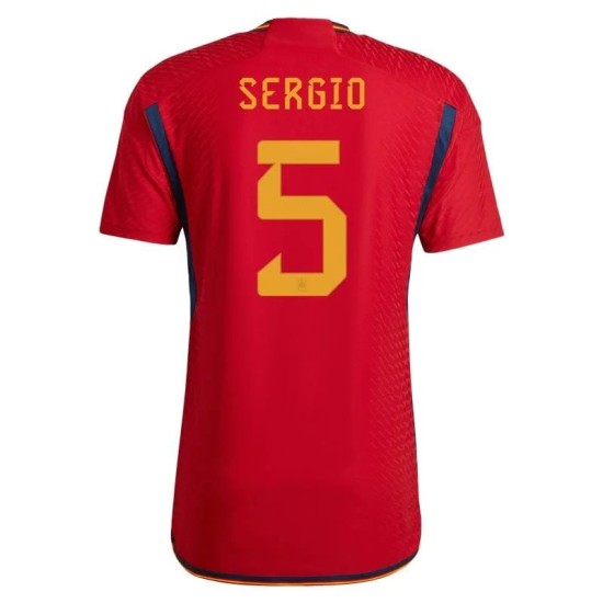 Sergio Busquets #5 Spagna Maglia Casa Coppa del Mondo 2022