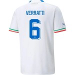 Marco Verratti #6 Italia Maglia Trasferta Coppa del Mondo 2022 Marco Verratti #6 Italia Maglia Trasferta Coppa del Mondo 2022