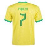 Maglia Casa Lucas Paqueta #7 Brasile Coppa del Mondo 2022