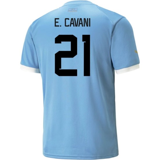 Edinson Cavani #21 Uruguay Maglia Casa Coppa del Mondo 2022