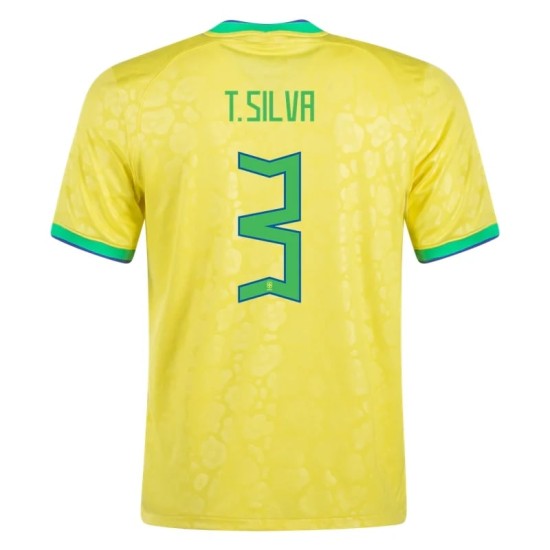 Thiago Silva #3 Brasile Maglia Casa Coppa del Mondo 2022